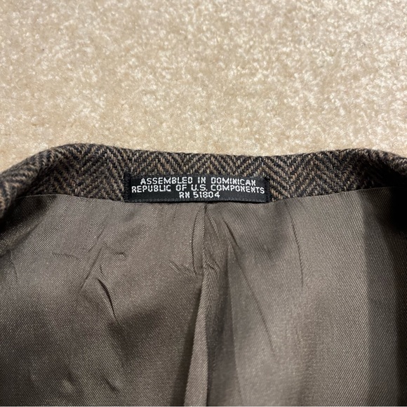Woolrich Blazer Sport Coat Mens 44L Brown 2 Button Pure Wool Herringbone - Picture 3 of 12